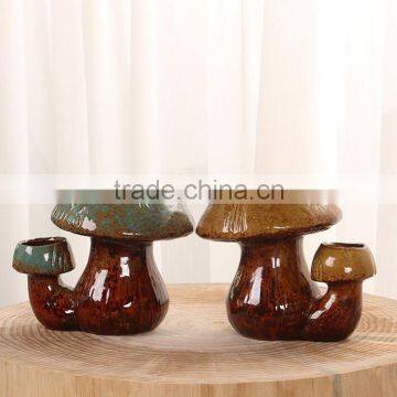 New design rustic decor mushroom shape bonsai pottery pot