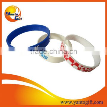 Custom logo printed silicone wristband with country flag design