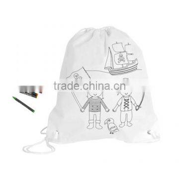 Waterproof Drawstring Bag with pastels for kid