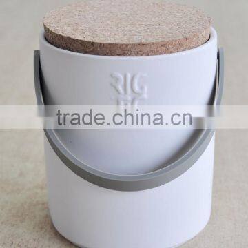 Ceramic Cylindric Galze Canister With Wooden Cork and PC Handle, Ceramic Canister photo-5