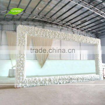 GNW FLW1604001 20ft white artificial rose and hydreang flower wall wedding backdrop for stage decoration