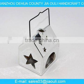 BSCI Certificated factory ceramic plating silver hollowed-out hanging lamp sale