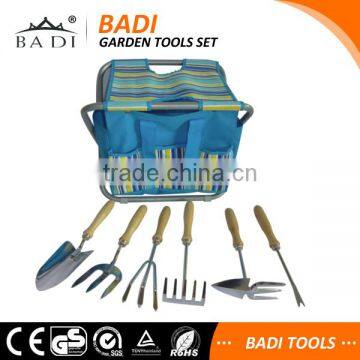 6pcs sets FOLDING GARDEN TOOL BAG CHAIR WITH GARDEN HAND TOOL SETS