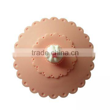 Food Grade Silicone Rubber Anti-dust Airtight Seal Silicone Drink Cup Lids With Cake Shape photo-3