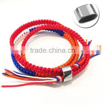 red white blue orange color cord handwoven macrame wrap bracelet braided friendship bracelet