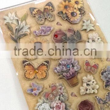 3D Elegant Lily & Sunflower & Butterfly Design Sticker, Decorative Glitter Sticker With Color Gems/Rhinestone photo-3
