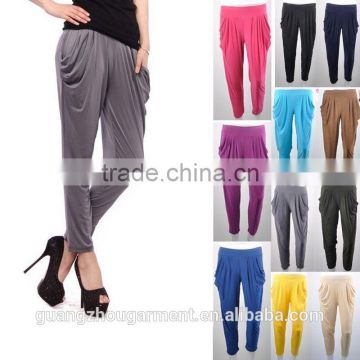 women basic slim stretch long casual loose harem capri pants hip-hop leggings