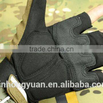 Custom Brown Antislip Abrasion Proof Military Tactical Half Gloves photo-3