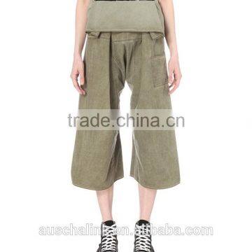 Custom Ladies Cropped Cotton Trousers Patterns New Design photo-2