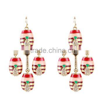 Vintage ethnic alloy painting pendant drop earrings for women