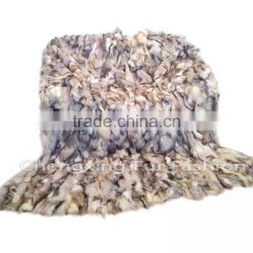 CX-D-85 Patchwork Blanket/Real Fox Fur Blanket/Throw Blankets photo-4