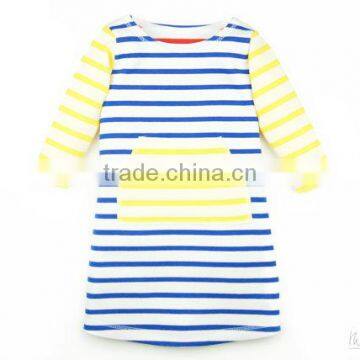 2017 New arrival baby Clothes wholesale Hot sale cotton cheap blue stripe Children's Boutique fashion adult size baby girl dress