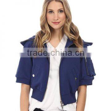 Stacked Multipurpose Zip Pocket at Left Sleeve Welt Hand Pockets With Snap Closure Zip Front Hooded Sweatshirt photo-5