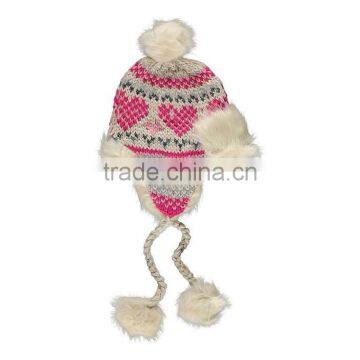 Factory Produce Lovely Heart Acrylic Soft & Warm Knitted Hat in Good Price photo-2