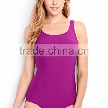 Simple Scoop Neck And Back Swimsuit Customizable Lower Cut Leg Opening Fully Lined Swimwear Womens One Piece Swimsuit Lining photo-5