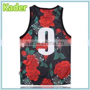 Polyester Vest All Over Flower Sublimation Printing Ladies Tank Top photo-2