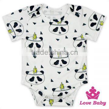 Wholesale Price Cute Baby Summer Clothes Short Sleeve Panda Pattern Printed Unisex Infant One Piece Romper Jumpsuit