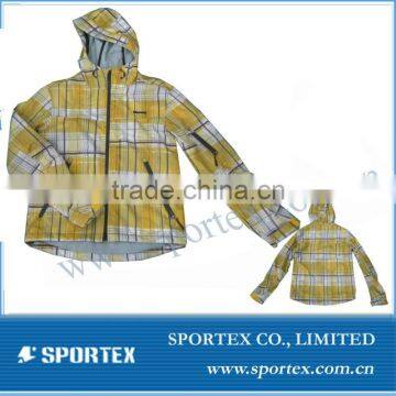 yellow plaid sport softshell jacket for lady