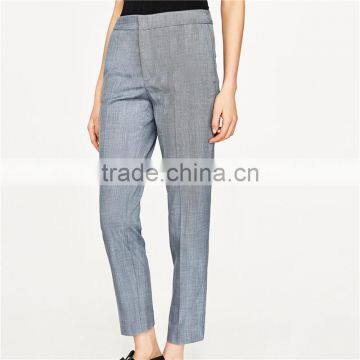 OEM Side Pockets Kinny Herringbone Light Blue Trousers Womens photo-5