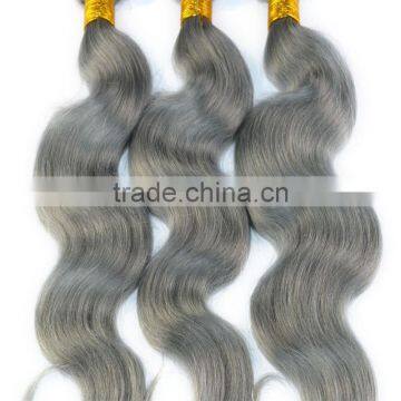 Large Stock Fast Shipping Wholesale Cheap Grey Human Hair Piece Brazilian Body Wave Gray Hair Weave photo-2