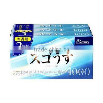 Japan female condom ' Sugo Usu 1000 ' --- inside top jelly-filled condom --- 12 x 3p