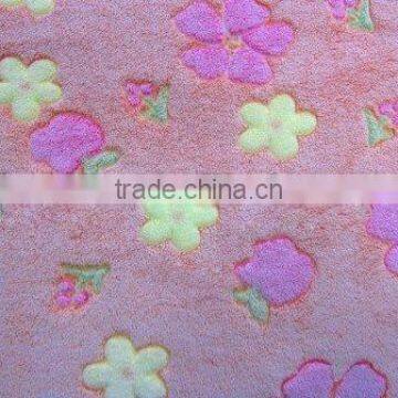 100 polyester 3D burnt out printed coral fleece fabric