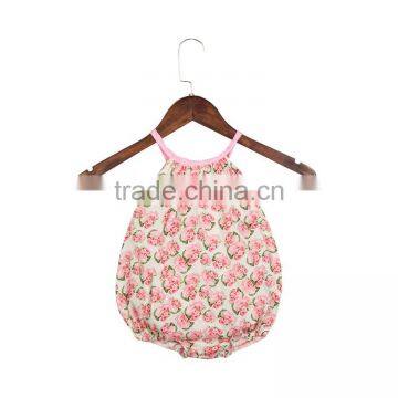 Flower Printing Halter Splice Bubble Baby Girl Romper