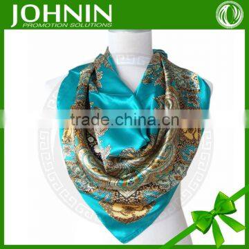 Latest Comfortable Digital Print Colorful JOHNIN Brand Square Silk Satin Scarves photo-6