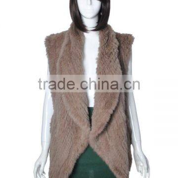 YR078 New Arrival Top Quality Chic Women Apparel Genuine Rabbit Knitted Sleeveless Vest photo-5