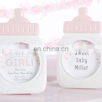 "It's a Girl!" Classic Pink Baby Bottle Frame