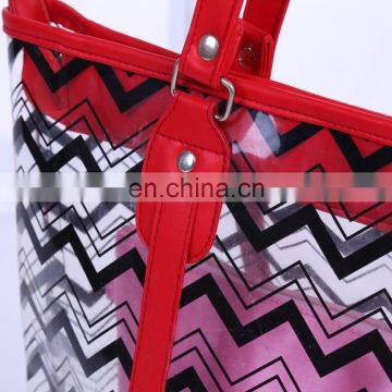 Large Capacity Candy Color Korean Clear PVC Beach Tote Bag photo-6