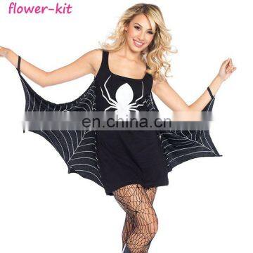 Accept OEM Service Black Jersey Dress Spiderweb Cosplay Costume