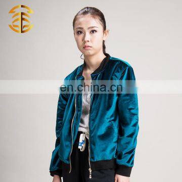 Wholesale Colorful Latest Genuine Ladies Green Velvet Women Bomber Jacket