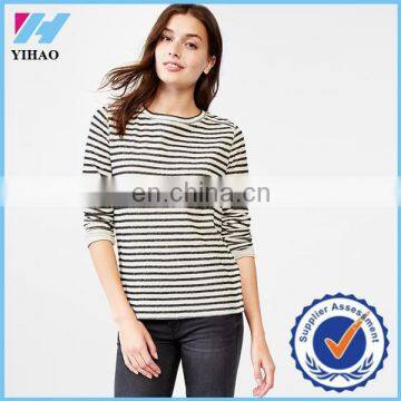 Trade assurance Yihao New Autumn Long sleeve pullover hoodie stripe print women pullover