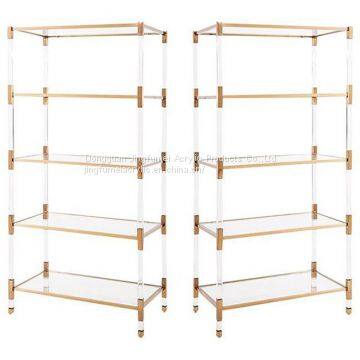 Clear Acrylic Wall Mounted Cosmetic Shelf Plexiglass Ladder Shelf