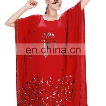 Chiffon Hand Sequenced Round Neck Kaftan