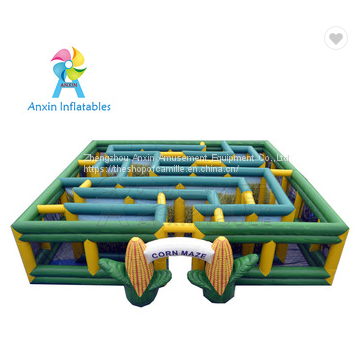 Giant outdoor yellow inflatable obstacle course inflatable corn maze