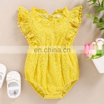 Butterfly Sleeve Baby Romper Ruffle Lace Bodysuit One Piece Jumpsuit photo-3