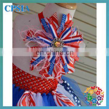 Baby Girls Tutu Skirts With Big Flower Headband Children 2 Layers July 4th Girls Skirt Tulle Fluffy Tutu Skirt For Baby Girls photo-5