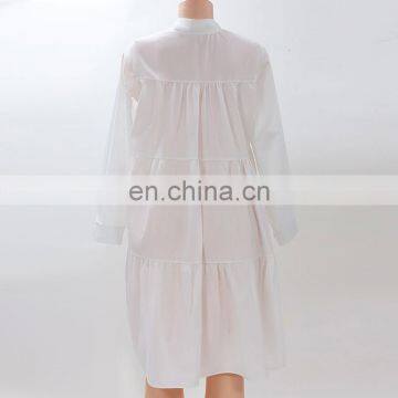 LAITE D2154 Autumn Plus Size Women Shirt Dress Ladies Plus Size Stripe Casual Shirt Dress photo-6