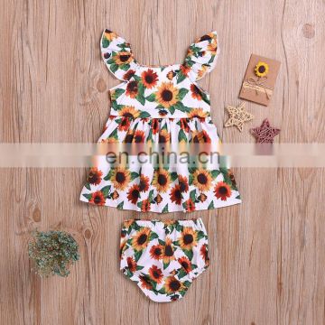 New Arrival Summer Toddler Kids Clothes  Baby Girls Sunflower Tops Dress Pants Shorts Outfit Set Drop Shipping