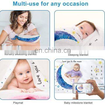 Soft Premium Fleece Baby Monthly Milestone Blanket Photo Blanket With Bandana Drool Bib for Boys Girls Baby Newborn Shower Gift photo-4