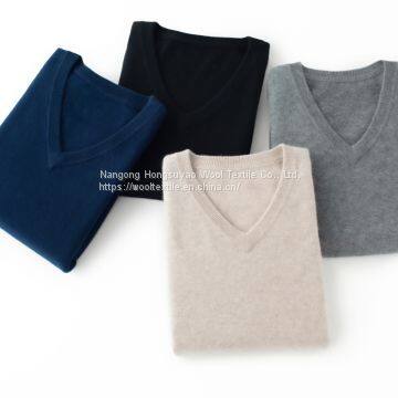 Fashion High Quality Light Pure Color V-neck Cashmere Latest Business Sweaters for Man