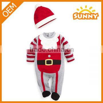 Christmas Holiday Gift Good Quality 100% Cotton Cute Baby Romper Set with Hat