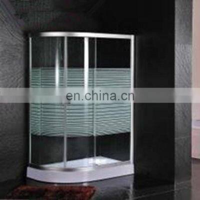 Shower Cabin Sliding Door Flat Curved Transverse Line Tempered Glass