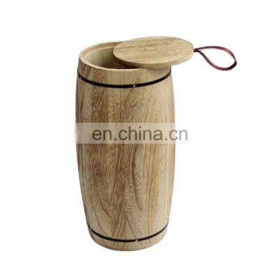 Multifunctional Household Handcraft Antique Storage Wooden Barrel,Natrual Wooden Decoration Barrel photo-4