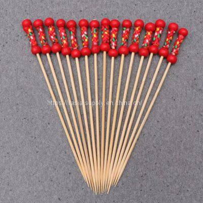 100pcs beautiful double bead shape design picks creative disposable fruit decorative cocktail drink handy bamboo picks