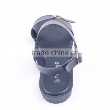 China Wholesale Fancy Style Ankle Strap Flat Sandals With Double Golden Buckles photo-5