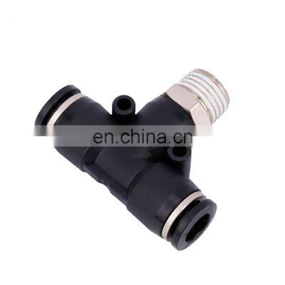 Best Selling PB4-02 T Shape Tee Tube 3-Way Hose Copper Connector Mechanical Quick Fitting Black Air Pneumatic Fittings