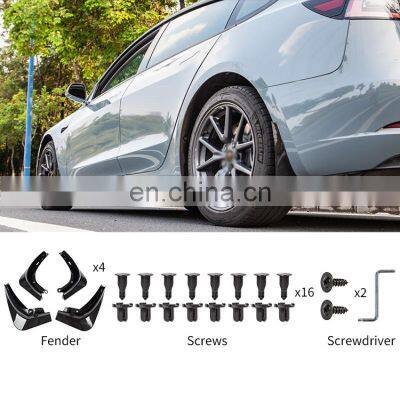 Hot Sale Car Mud Flaps For Tesla Model 3 2021 Accessories Mudguards Splash Guards Fender Matte Black Carbon Fiber ABS photo-3